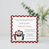 Cute Penguins in Love Wedding Invitation Kaart (Staand voorkant)