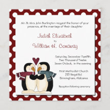 Cute Penguins in Love Wedding Invitation