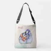 Cute Penguins in Winter Scarves and Petten Custom Crossbody Tas (Voorkant)