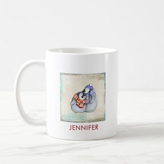 Cute Penguins in Winter Scarves and Petten Custom Koffiemok (Links)