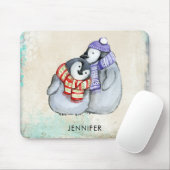 Cute Penguins in Winter Scarves and Petten Custom Muismat (Met muis)