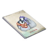Cute Penguins in Winter Scarves and Petten Custom Notitieboek (Rechterzijde)