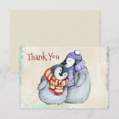 Cute Penguins in Winter Scarves en Petten Hartelij Bedankkaart (Voorkant / Achterkant)