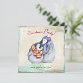 Cute Penguins in Winter Scarves en Petten Kerstmis Kaart (Staand voorkant)