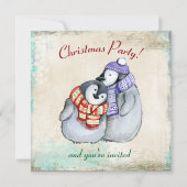 Cute Penguins in Winter Scarves en Petten Kerstmis Kaart (Voorkant)