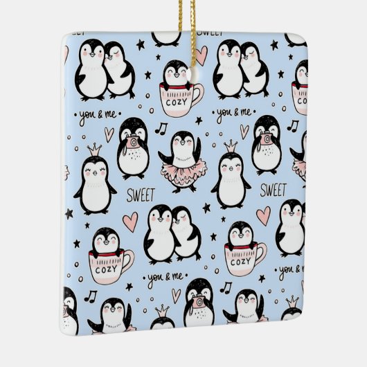 Cute Penguins Keramisch Ornament (Rechts)