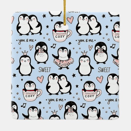 Cute Penguins Keramisch Ornament (Achterkant)