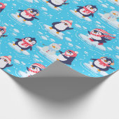 Cute Penguins Kerstmis Cadeaupapier (Hoek)