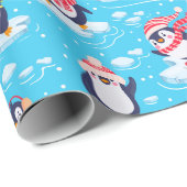 Cute Penguins Kerstmis Cadeaupapier (Rol Hoek)