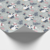 Cute Penguins Kerstmis Cadeaupapier (Hoek)
