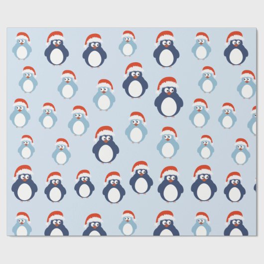 Cute Penguins Kerstmis Cadeaupapier (Vlak)