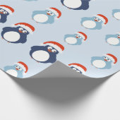 Cute Penguins Kerstmis Cadeaupapier (Hoek)