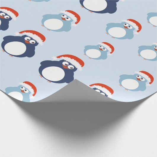Cute Penguins Kerstmis Cadeaupapier (Hoek)