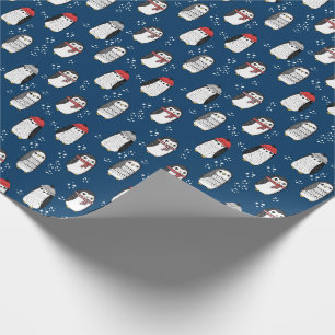 Cute Penguins kinder kerstblauw Cadeaupapier