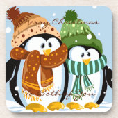 Cute Penguins Onderzetters voor kerstmis (Voorkant)