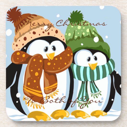 Cute Penguins Onderzetters voor kerstmis (Voorkant)