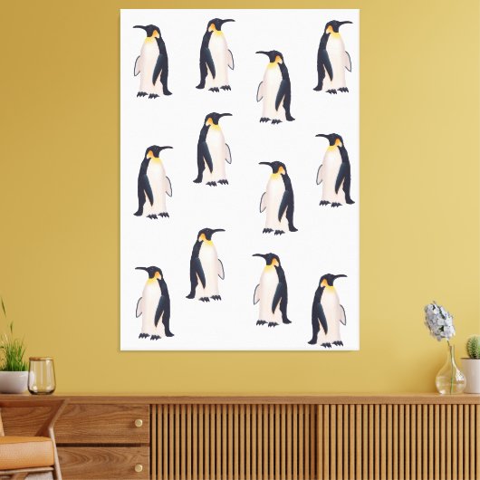 Cute Penguins Pattern Canvas Afdruk (Insitu (Woonkamer))