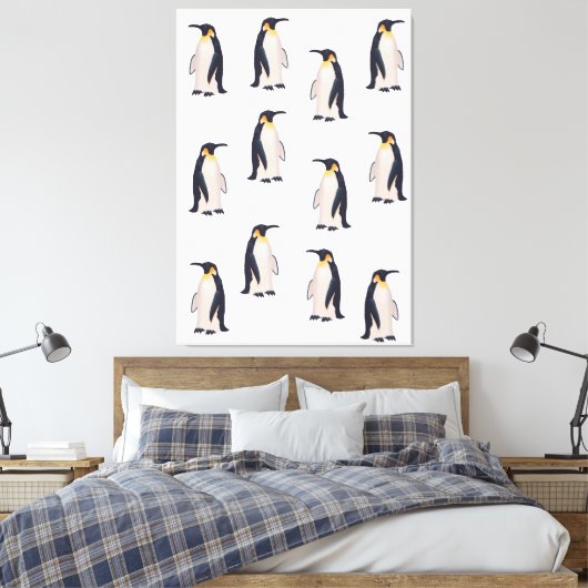Cute Penguins Pattern Canvas Afdruk (Insitu (Slaapkamer))