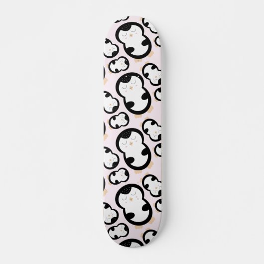 Cute Penguins Pattern (Roze) Skateboard (Voorkant)