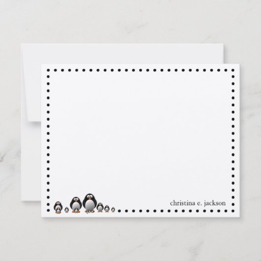 Cute Penguins Personalized Note Card Notitiekaartje (Voorkant)