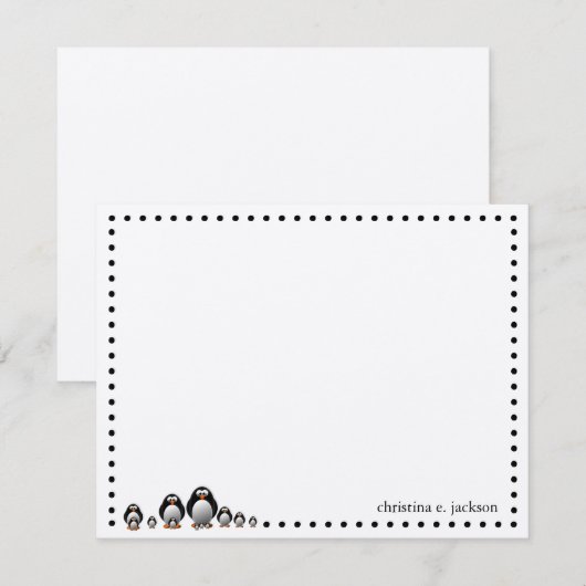 Cute Penguins Personalized Note Card Notitiekaartje (Voorkant / Achterkant)
