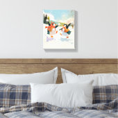 Cute Penguins Playing in Snow Watercolor Nursery  Canvas Afdruk (Insitu (Slaapkamer))