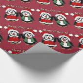 Cute Penguins Red Merry-kerstinpakpapier Cadeaupapier (Hoek)