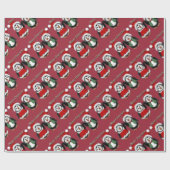 Cute Penguins Red Merry-kerstinpakpapier Cadeaupapier (Vlak)