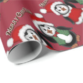 Cute Penguins Red Merry-kerstinpakpapier Cadeaupapier (Rol Hoek)