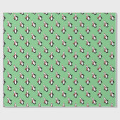 Cute Penguins Santa Hat Light Green Kerstmis Cadeaupapier (Vlak)
