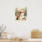 Cute Penguins & Snowman – Cozy Winter Watercolor Poster (Keuken)