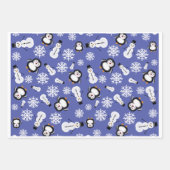Cute Penguins & Snowmen Winter Pattern Wrapping  Inpakpapier Vel (Voorkant 2)