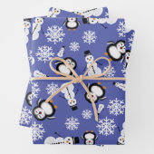 Cute Penguins & Snowmen Winter Pattern Wrapping  Inpakpapier Vel (In situ)