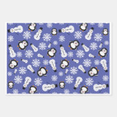 Cute Penguins & Snowmen Winter Pattern Wrapping  Inpakpapier Vel (Voorkant)