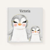 Cute Penguins Waterverf Name Sketch Notitieboek (Voorkant)