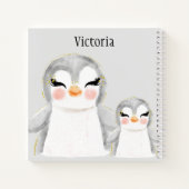 Cute Penguins Waterverf Name Sketch Notitieboek (Achterkant)