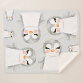 Cute Penguins Waterverf Sherpa Deken (Voorkant (horizontaal))