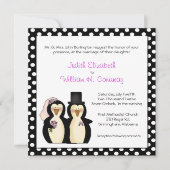 Cute Penguins Wedding Invitation Kaart (Voorkant)