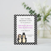 Cute Penguins Wedding Save the Date Announding (Staand voorkant)