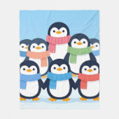 Cute Penguins Winter Scarves Group Hug Fleece Deken (Voorkant)