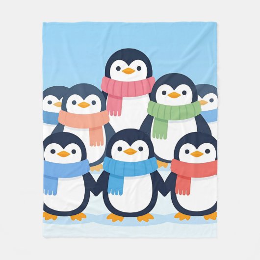 Cute Penguins Winter Scarves Group Hug Fleece Deken (Voorkant)
