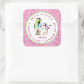 Cute Penguins Winter Waterverf Birthday Party Vierkante Sticker (Tas)