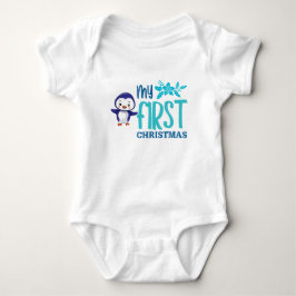 Cute penquin bedrukt met eerste kerstpak voor baby romper