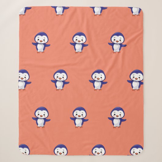 Cute penquin print sherpa blanket deken (Voorkant)