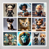 Cute people cat lion gift poster (Voorkant)
