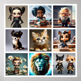 Cute people cat lion gift poster