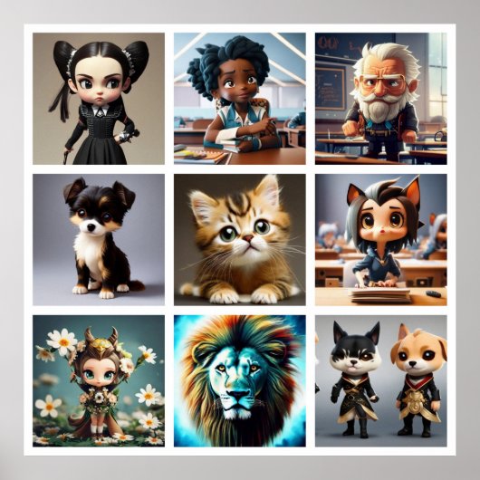 Cute people cat lion gift poster (Voorkant)