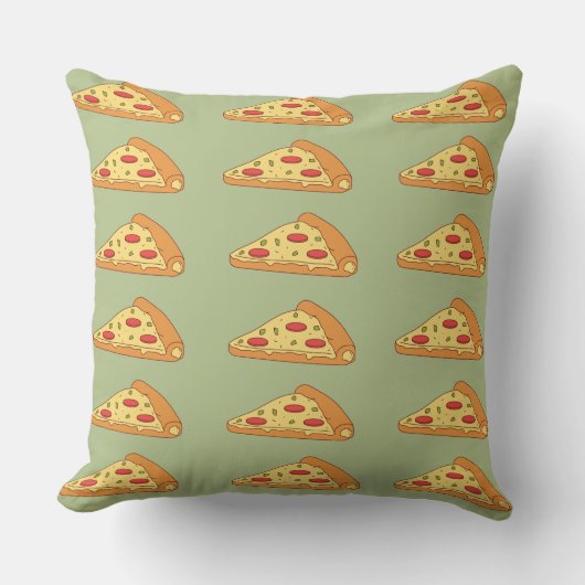 Cute  Peperoni Pizza groen en oranje Kussen (Voorkant)