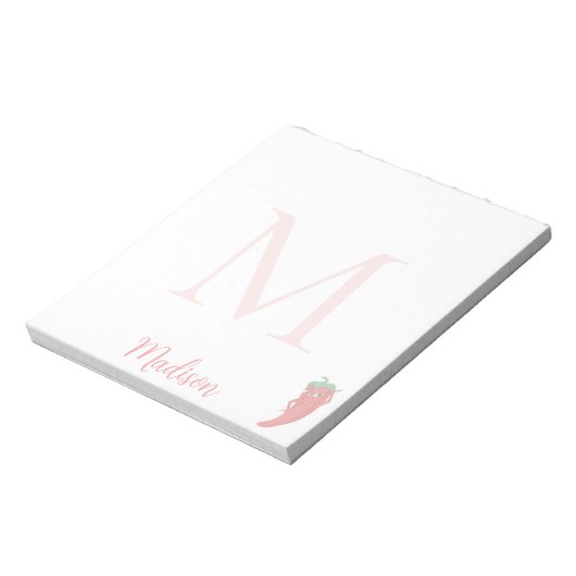 Cute Pepper Custom Name Initial  Notitieblok (Linkerzijde)