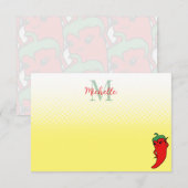 Cute Pepper Drawing Personalized Monogram Note Ca Notitiekaartje (Voorkant / Achterkant)